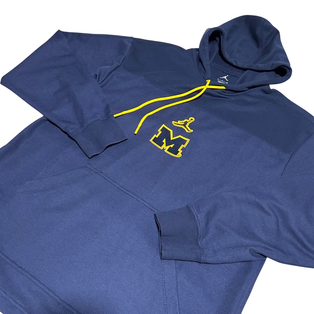 Jordan Hoodie Mens Small Navy Blue Michigan Wolverines Jumpman Pullover 1227